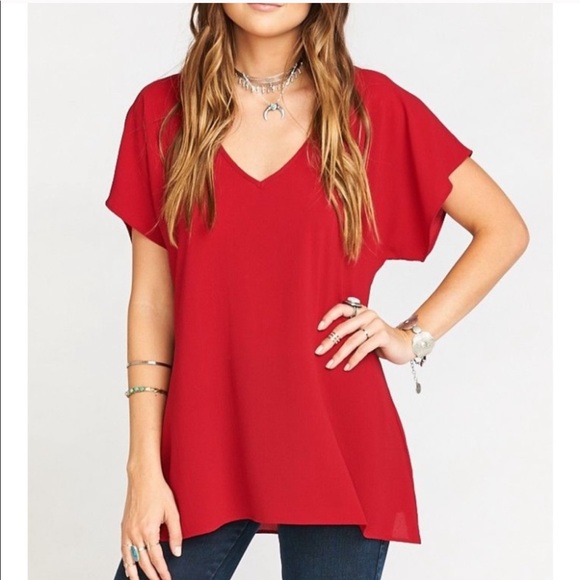 Show Me Your MuMu Red V-Neck Tunic - Picture 1 of 5